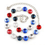 Rhodium | Stars & Stripes | 3/4 Length | 12mm Crystal Necklace
