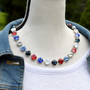 Rhodium | Stars & Stripes | 3/4 Length | 12mm Crystal Necklace