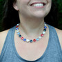 Rhodium | Stars & Stripes | 3/4 Length | 12mm Crystal Necklace