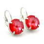 Rhodium | Poppy Red | 12mm Crystal Earrings