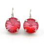 Rhodium | Poppy Red | 12mm Crystal Earrings