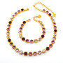 Gold | Burgundy Delite | 8.5mm Crystal Jewelry Neckalce & Bracelet