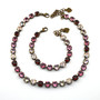 Antique Brass | Burgundy Delite | 8.5mm Crystal Jewelry Necklace & Bracelet