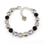 Shiny Silver | Black Tie Affair | 8.5mm Crystal Bracelet