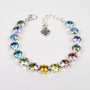 Metallic Rainbow 8mm Austrian Crystal Jewelry Bracelet inShiny Silver