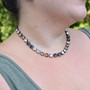 Antique Brass | Coffee House Blues | 8.5mm Crystal Jewelry Necklace