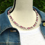 Antique Silver - Rose Petal - 8.5mm Crystal Jewelry Necklace