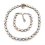 Antique Silver | White Whisper | 8.5mm Crystal Necklace & Bracelet