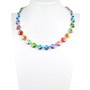 Shiny Silver | Pastel Rainbow | 3/4 Length | 12mm Crystal Necklace