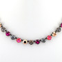 Magenta Storm 8mm Austrian Crystal Jewelry Necklace in Antique Silver