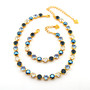 Gold | Jean Blue | 8.5mm Crystal Necklace & Bracelet