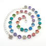 Pastel Rainbow Druzy 8mm Austrian Crystal Jewelry Necklace in Shiny Silver