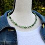 Antique Silver - Pretty in Peridot - 8.5mm Crystal Jewelry Necklace