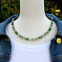 Antique Silver - Pretty in Peridot - 8.5mm Crystal Jewelry Necklace