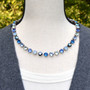 True Blue 8.5mm Austrian Crystal Jewelry Necklace in Antique Silver