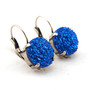 Antique Silver | Royal Blue Druzy | 12mm Drop Leverback Earrings