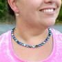 Antique Silver - Blue Depths - 8mm Crystal Necklace