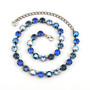 Antique Silver - Blue Depths - 8mm Crystal Necklace