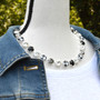 White Plaid 3/4 Length in Shiny Silver