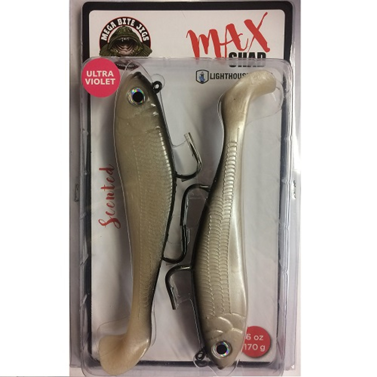 Lighthouse Max Shad 6oz Swimtail - White Line - The Harbour Chandler