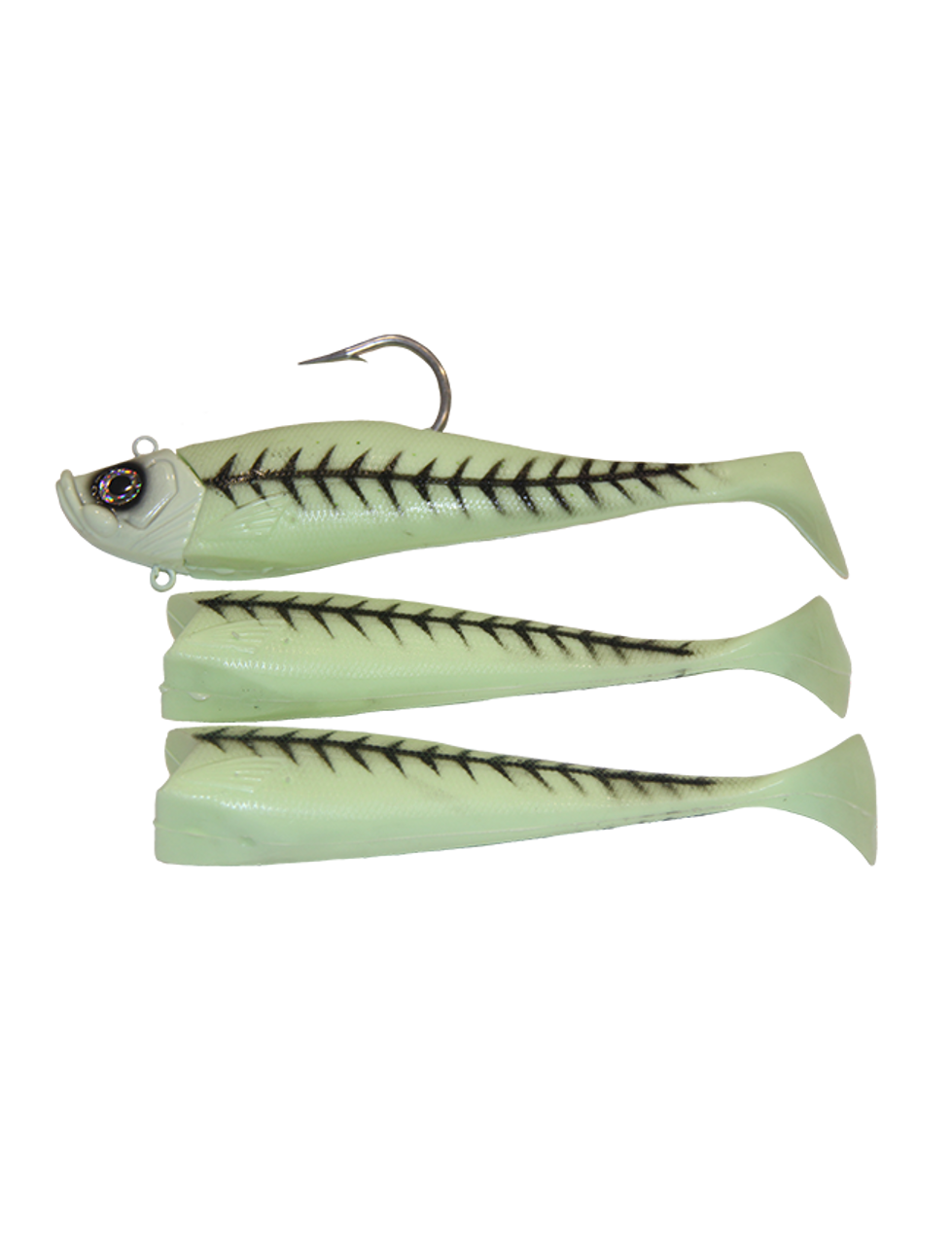 Lighthouse Lures 14oz MegaBite Swimtail Jig - Glow Hurricane - The