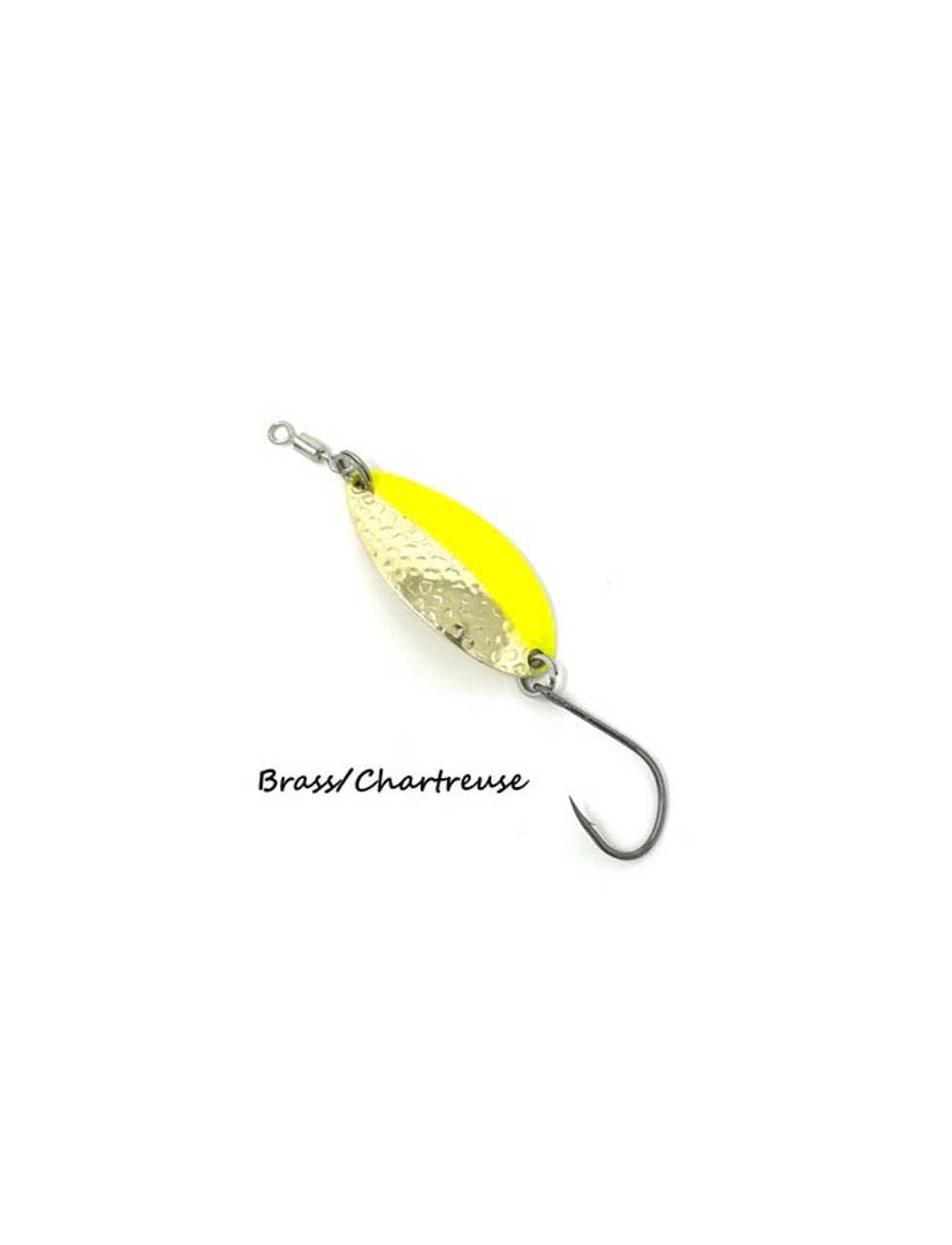 Prime Lures Oval Spoon - Brass Chartreuse