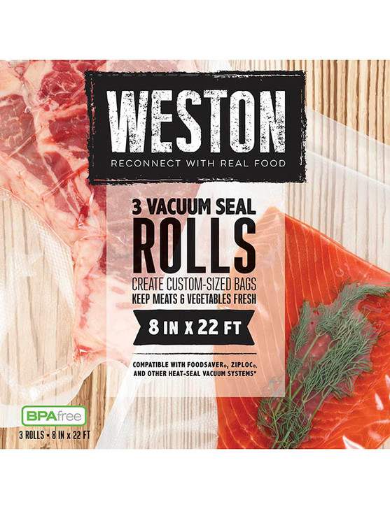 Weston Vacuum Sealer Bags - 8" x 22ft Roll 3-Pack