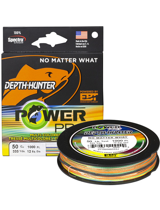 Power Pro Depth Hunter Braid Multi Colour 333 yards or 500 yards