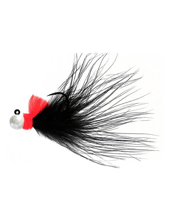 Hawken Aerojig Marabou Jig - 1/4 oz Nightmare White with Red & Black Tail  #135 - The Harbour Chandler