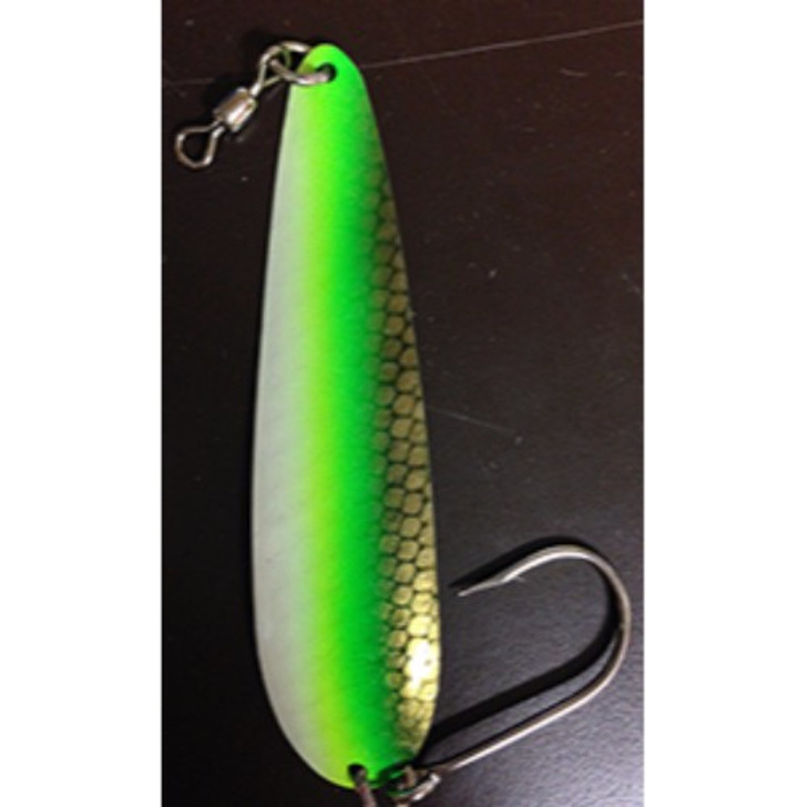 Harbour Chandler Marine Supplies | Silver Horde Kingfisher Spoon "Pearl/chartreuse/green/gold scale"