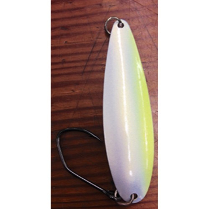 Harbour Chandler Marine Supplies | Silver Horde Kingfisher Spoon - White/Pearl Pale Blue Chartuse