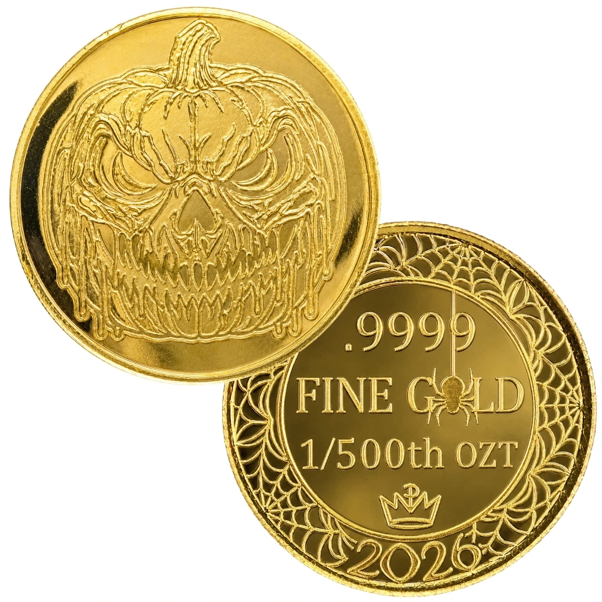 1/500 oz .9999 Fine Gold Round - Monarch - Wicked Jack-O-Lantern