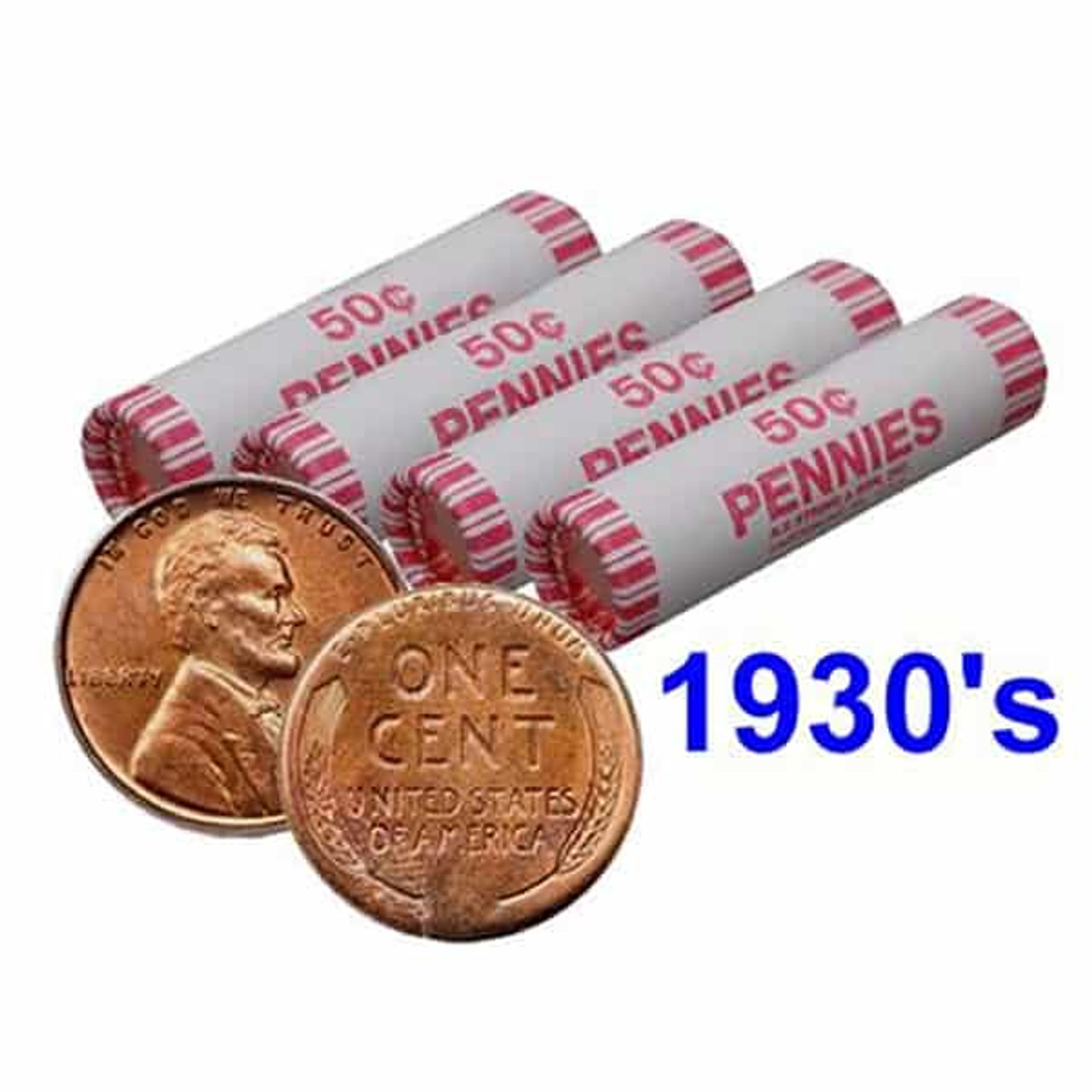 Wheat Cents - 1930's Only (Roll of 50 Coins) - Monarch Precious Metals