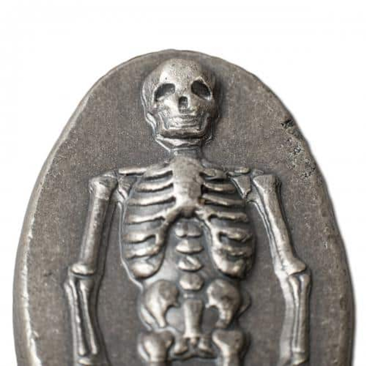 3 oz .999 Fine Silver Skeleton - Monarch 3D Art Bar w/ Antique