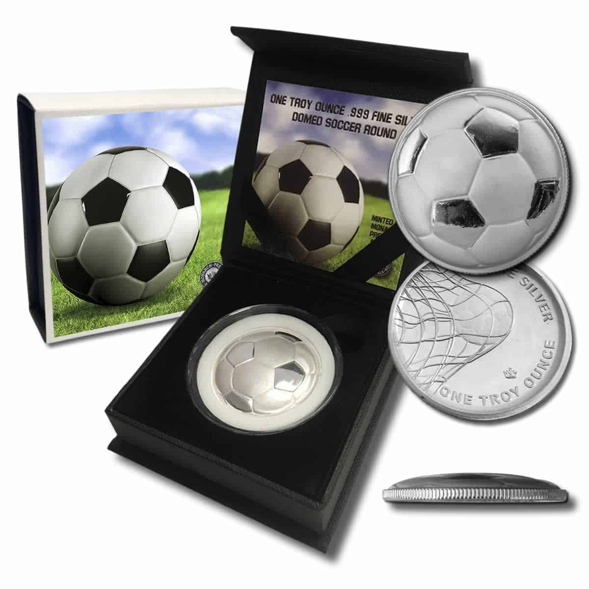1 oz Fine Silver - Curved Domed 3D Round - Soccer Ball w/Capsule