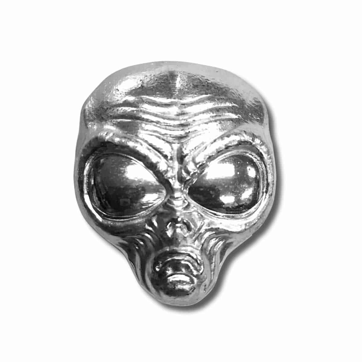 2 oz .999 Fine Silver Alien Head - Monarch 3D Art Bar with Custom