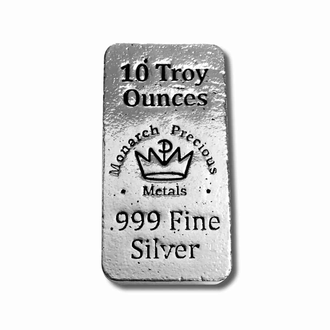 10 oz .999 Fine Silver Bar - Monarch Poured