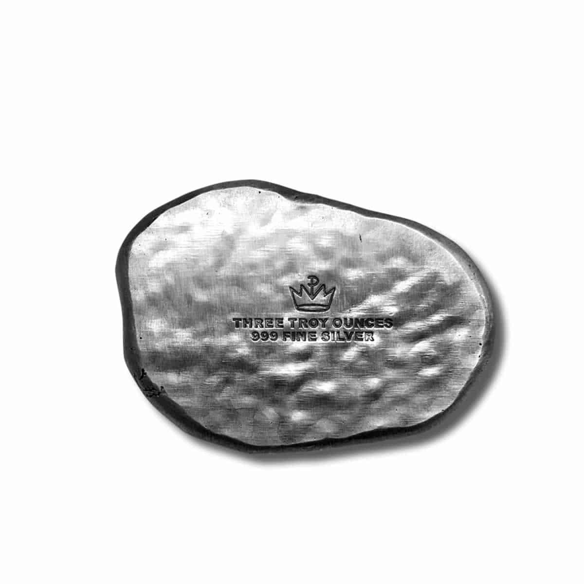 3 oz .999 Fine Silver - T-Rex Dinosaur Fossil Skull Bar with Wood