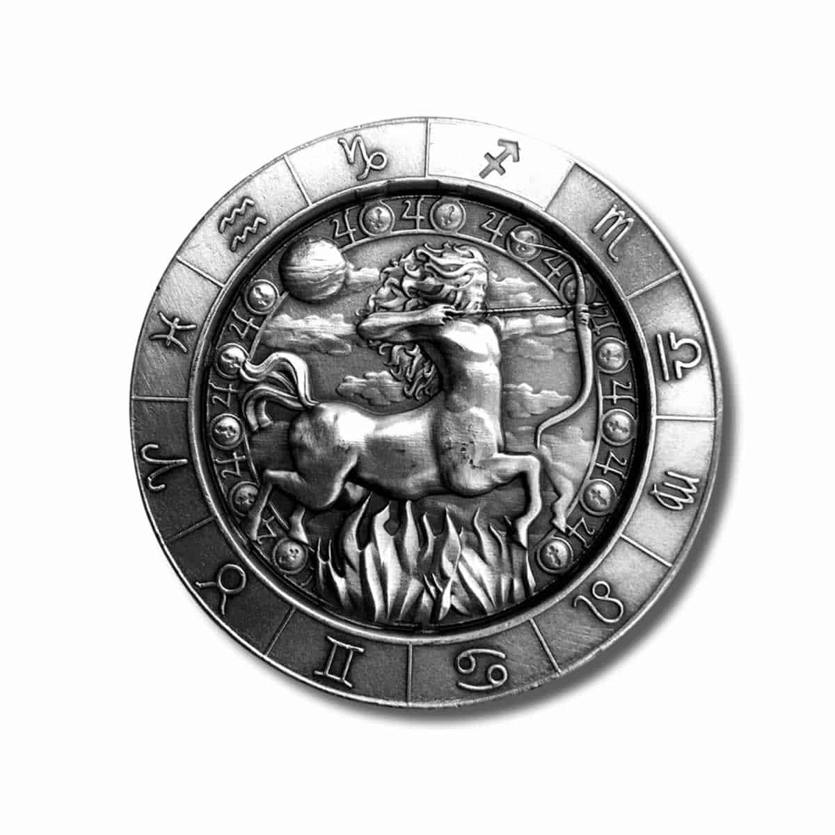 1 oz .999 Fine Silver Zodiac Round - Sagittarius the Archer (Nov