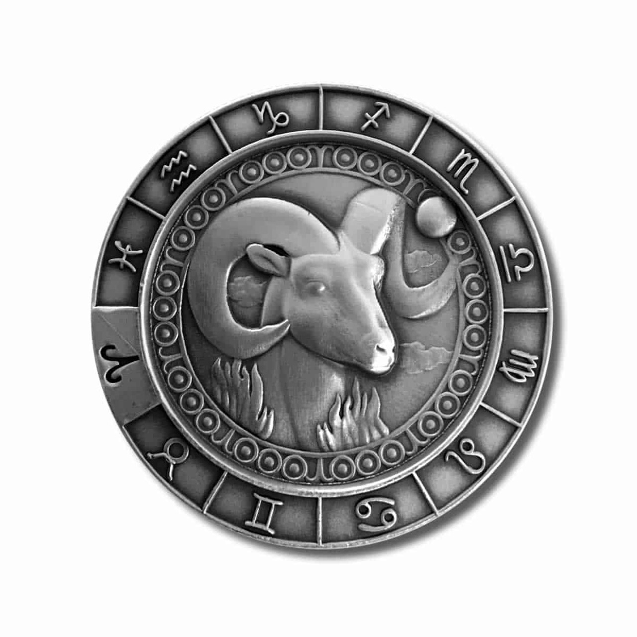 1 oz .999 Fine Silver Zodiac Round - Aries the Ram with Capsule