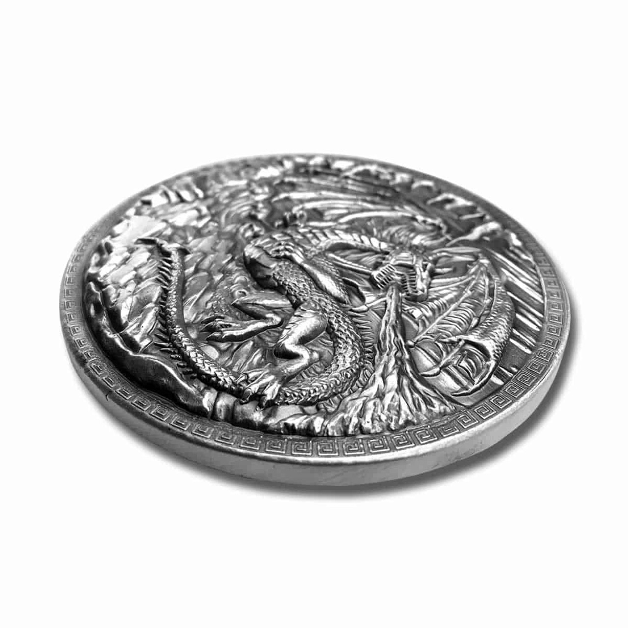 10 oz .999 Fine Silver - Dragon vs Vikings Ultra High Relief