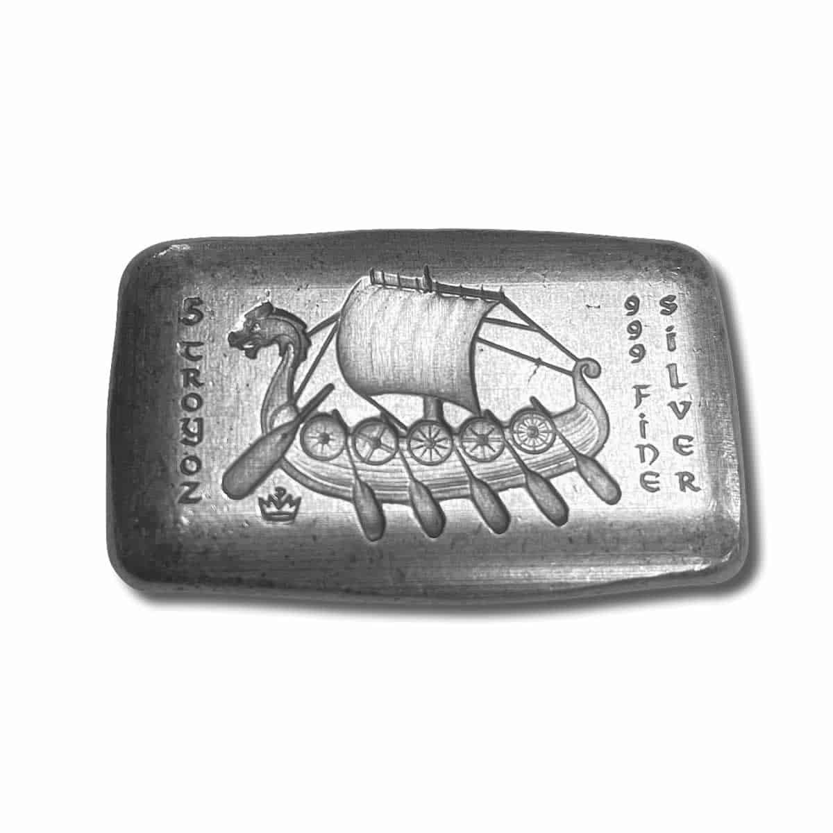 5 oz .999 Fine Silver Bar - Monarch Viking Warrior with Double Axe