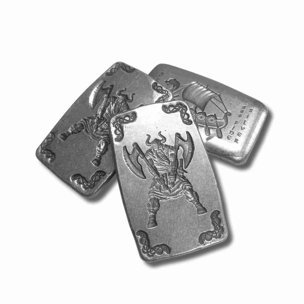 5 oz .999 Fine Silver Bar - Monarch Viking Warrior with Double Axe