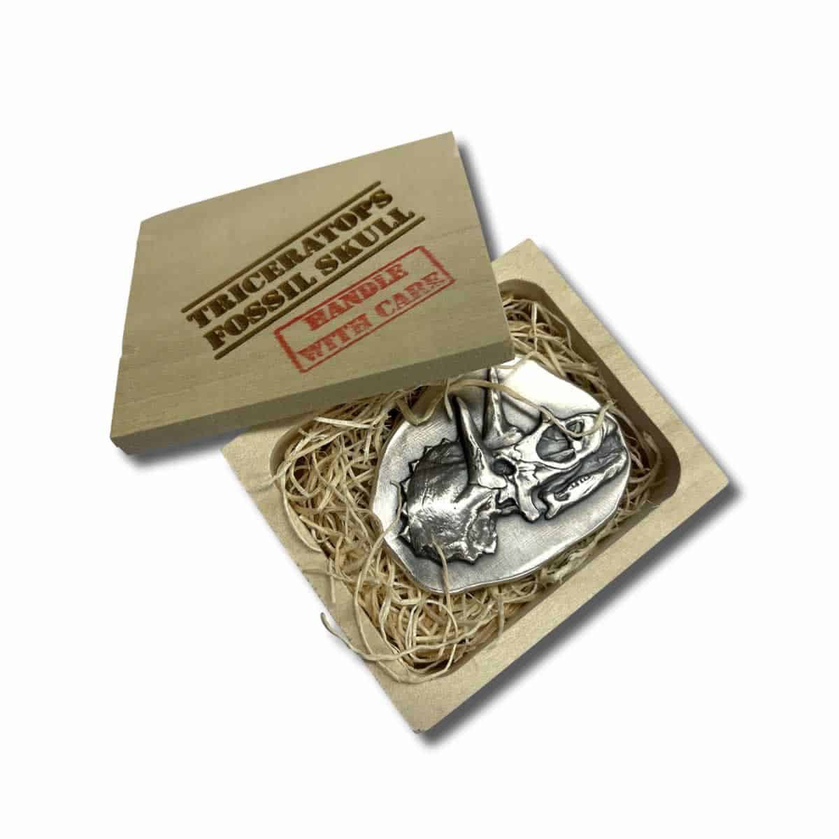 3 oz .999 Fine Silver - Triceratops Dinosaur Fossil Skull Bar with