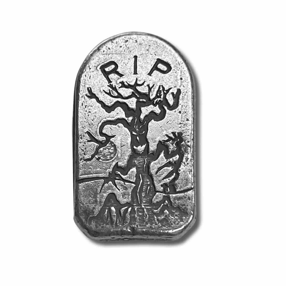 グレイトフルデッド限定純銀　ファインシルバー999,シリアルナンバー555 2 oz .999 Fine Silver - Limited Edition Haunted Tree Tombstone Bar