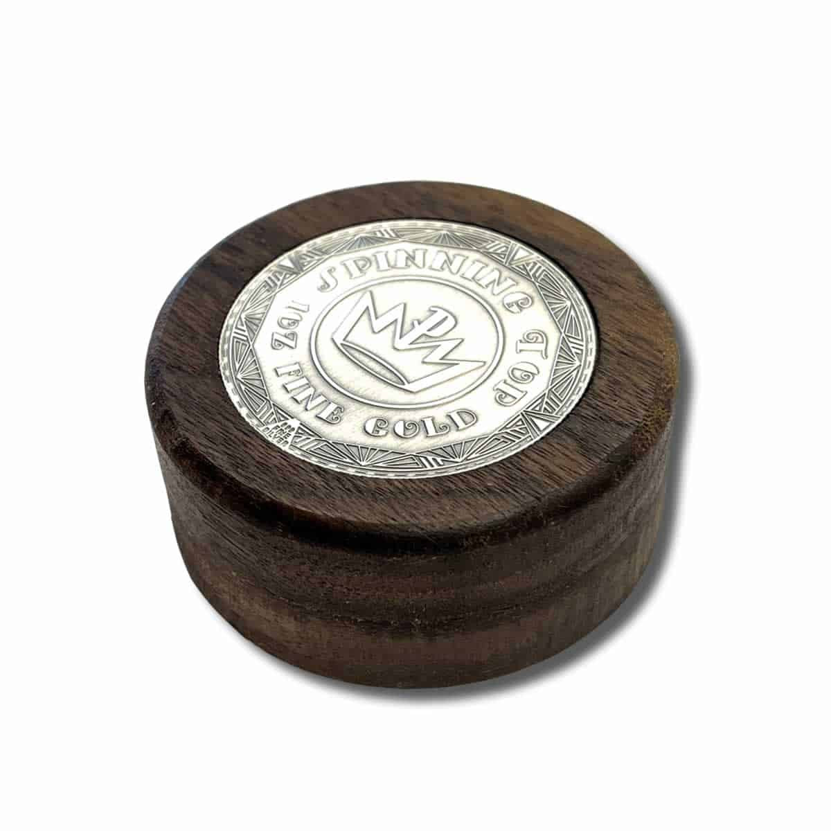 1 oz .9999 Fine Gold Spinning Top Toy with Custom Silver Inlaid