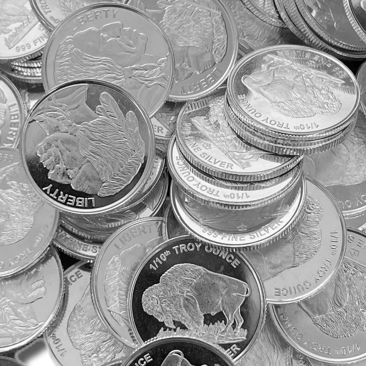 1/10 oz .999 Fine Silver Round - Buffalo/Indian Head - Monarch