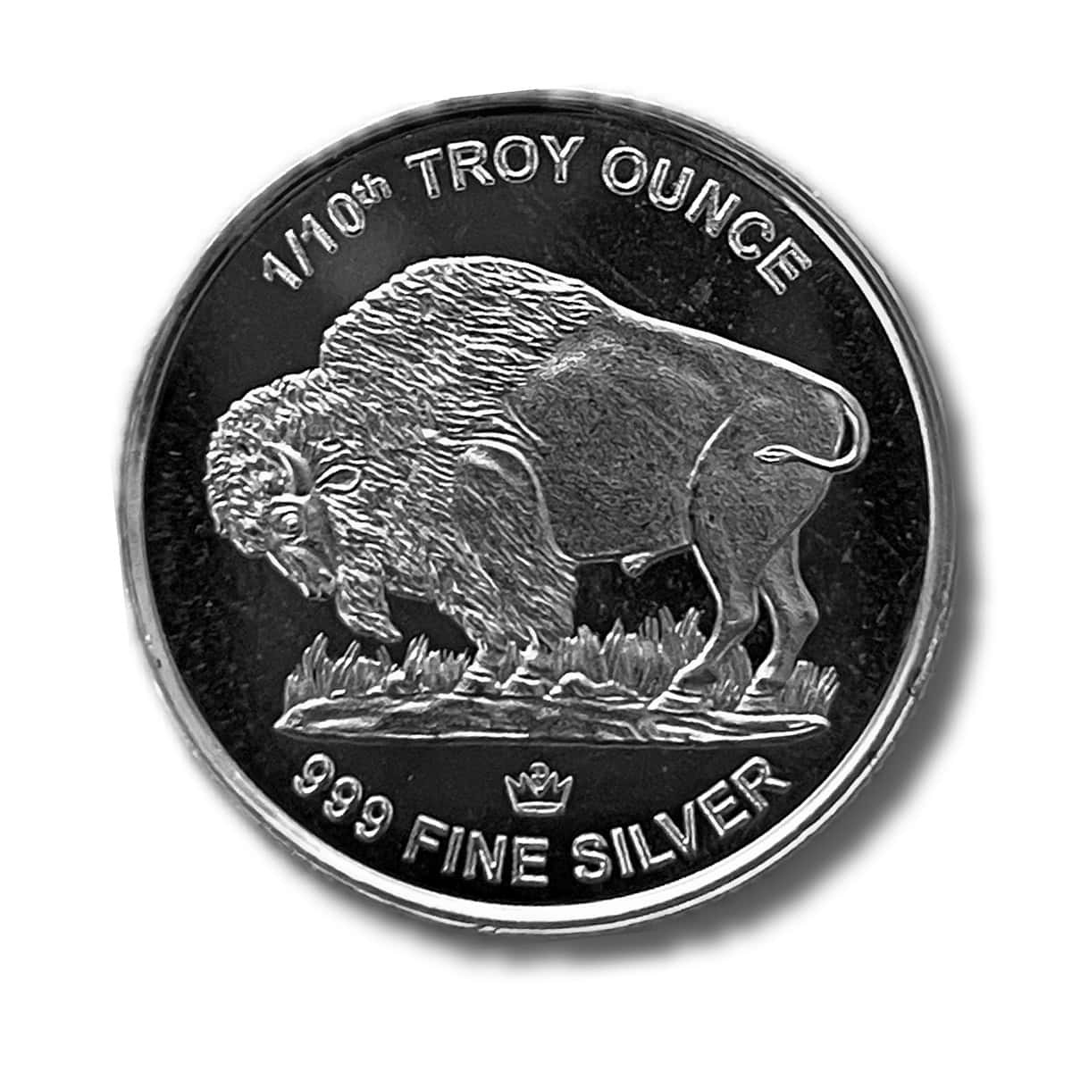 1/10 oz .999 Fine Silver Round - Buffalo/Indian Head - Monarch