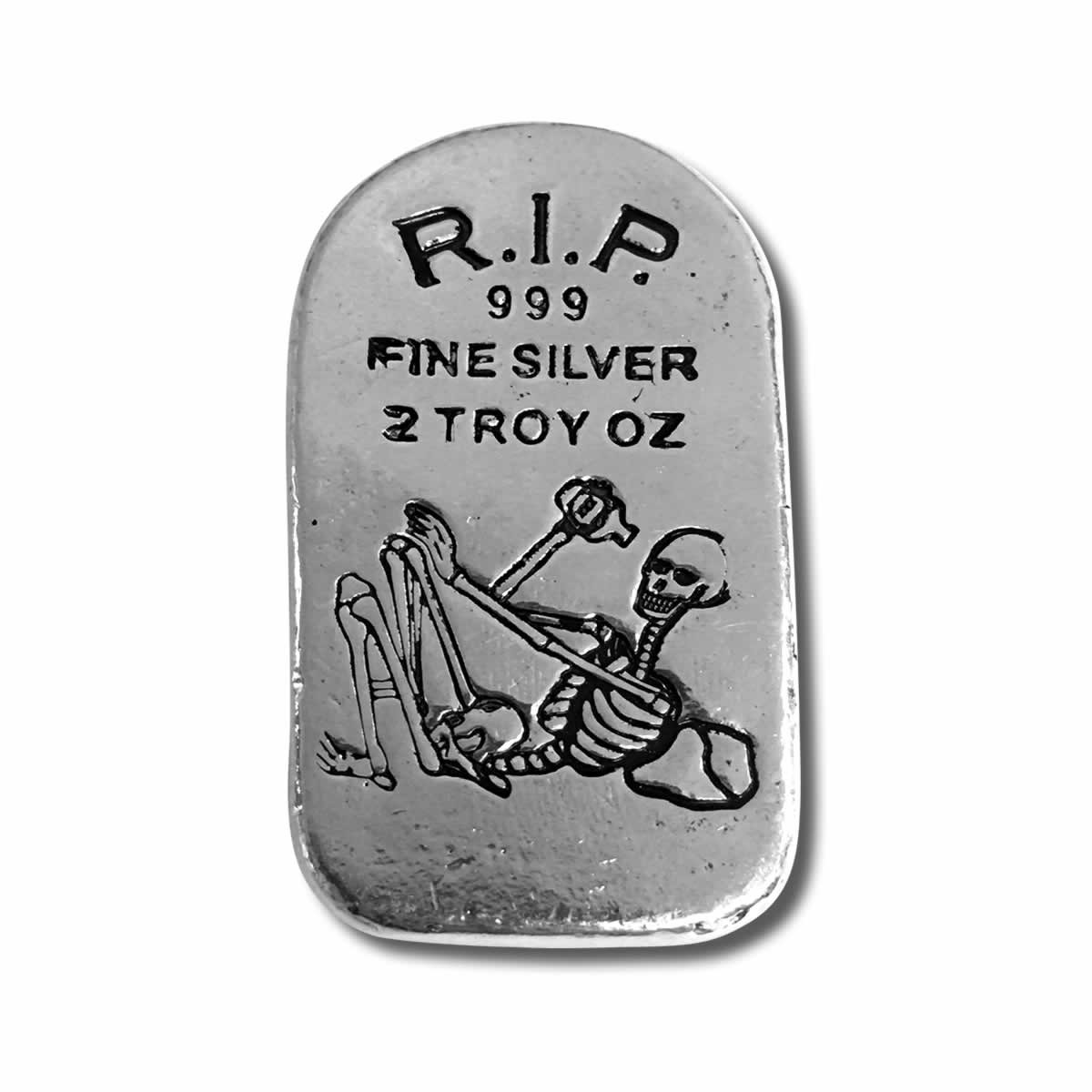 2 oz .999 Fine Silver - Limited Edition Skeleton Tombstone Bar