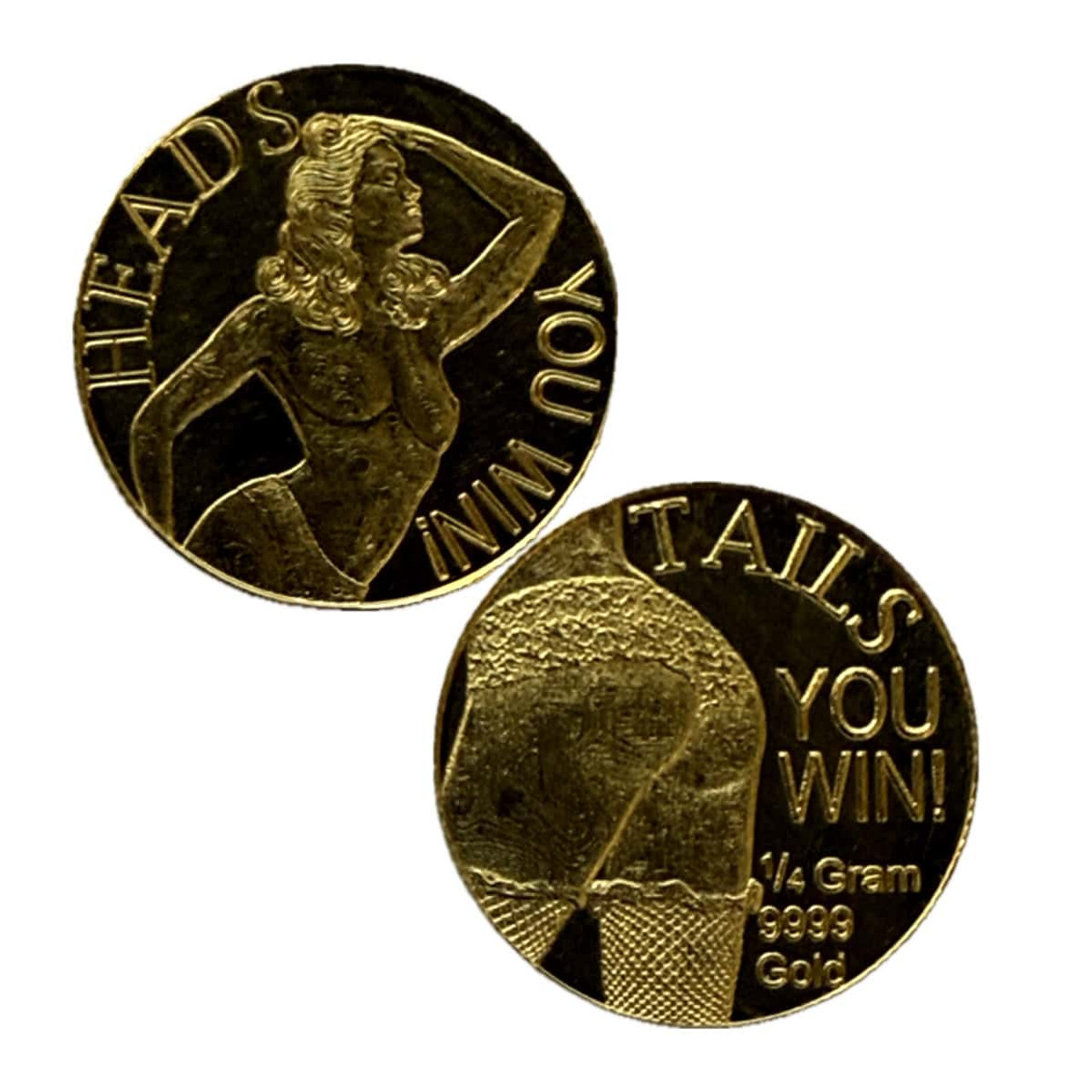 1/4 Gram .9999 Fine Gold Round - Adult Novelty - Heads and